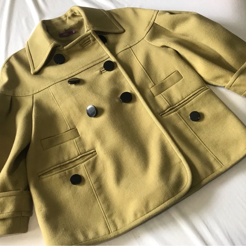 Car coat Vintage Jessica Pistachio Green hip length size 4 Dbl Brst 3/4 sleeve